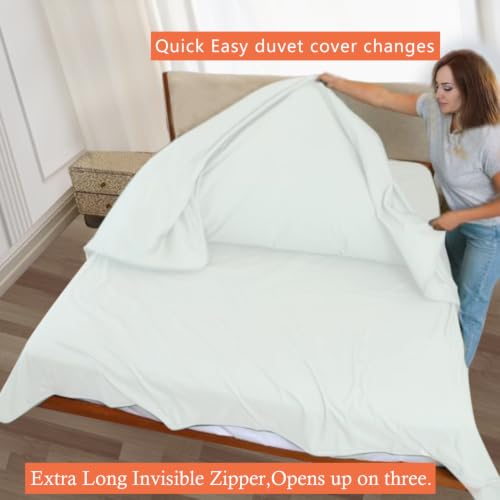 King Duvet Cover with Triple-Zip System, Soft Tencel Lyocell, 90x105 inches