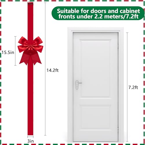 Extra Large Red Christmas Door Ribbon Bow - 14 Ft Giant Holiday Decor