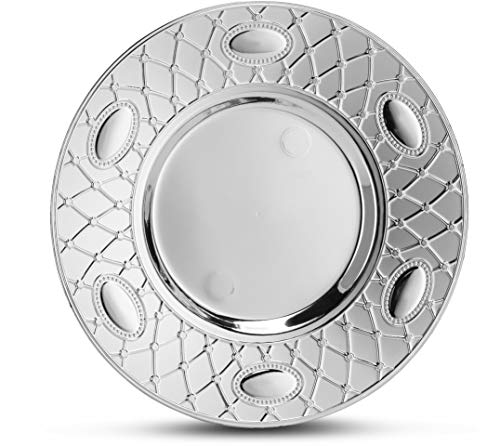 Disposable Plastic Kiddush Cups with Trays, 6 Pack Silver Wine Goblets