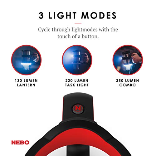 NEBO GLOW Tumbler Handle Light | 220 Lumens, 3 Light Modes, Fits 20 oz & 30 oz Coffee Tumblers, Water Resistant, Ergonomic Handle, LED Camping Lantern & Cup Cradle, Includes 3x AAA Batteries