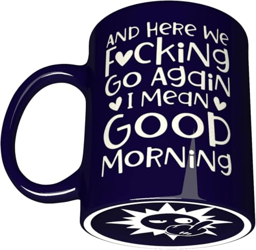 NM NEXTMUG Engraved Ceramic Coffee Mug - Here We Fucking Go Edition, Funny Morning Gift