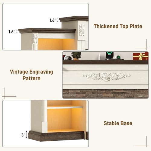85-Inch Electric Fireplace TV Stand with Mantel and LED Lights