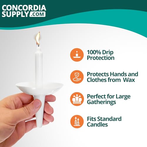 Concordia Supply Pack of 50 Plastic Candle Holder Drip Protectors for Church Services