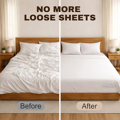 Fitted Sheet Holder Straps, 4 Pack Non-Slip Clips for All Mattress Sizes