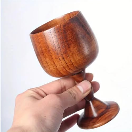 5-Pack Vintage Wooden Wine Goblets, 5 oz Date Wood Chalice Cups