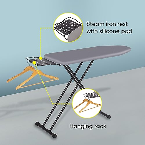 Jakeefud Full Size Ironing Board with Heat Resistant Cover, Grey