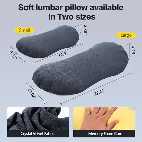 Lumbar Support Pillow for Sleeping - Memory Foam Cushion for Back Pain Relief