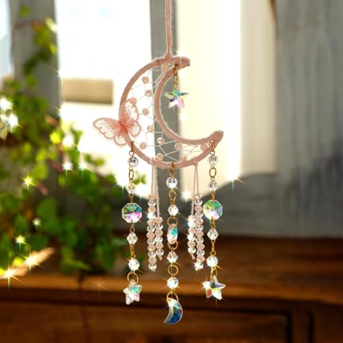 Butterfly Crystal Dream Catcher Suncatcher Boho Wall Decor for Bedroom
