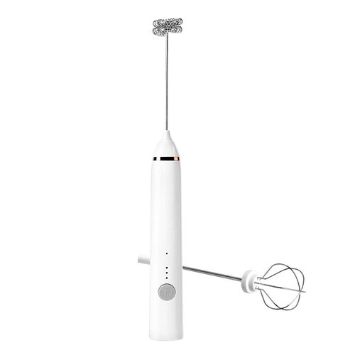 Milk Frother, Rechargeable hand-Held Electric Milk Frother 3 Adjustable USB Charging Can Be Used forBulletproof Coffee Protein Drinks Matcha Coffee Whisk (White)