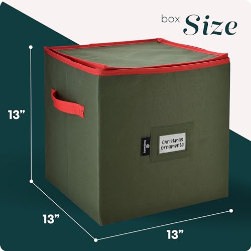 Green 64-Ornament Storage Organizer with Adjustable Dividers, Zippered Top