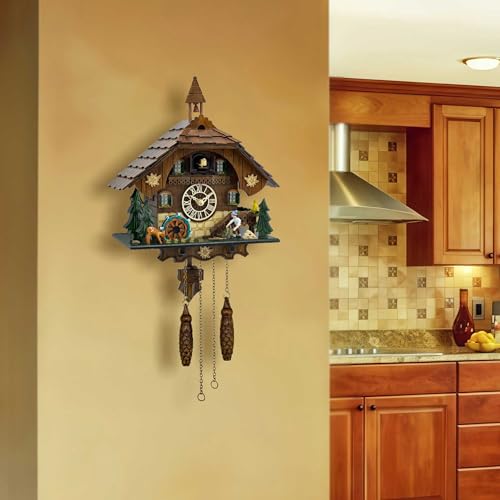 Animated Black Forest Cuckoo Clock, Wooden Wall Clock with 12 Melodies