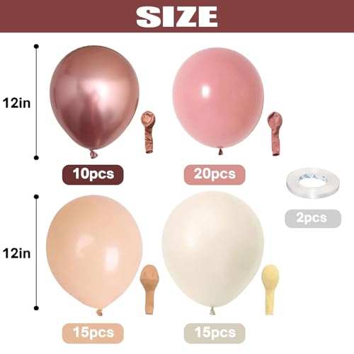 Togvu Retro Blush Pink Balloons 60 Pack 12 Inch Latex Party Balloons