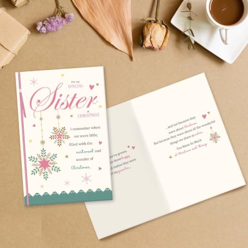 Sister Merry Christmas Card - Sister Edition with Red Envelope (8x5.3in) by hvdler