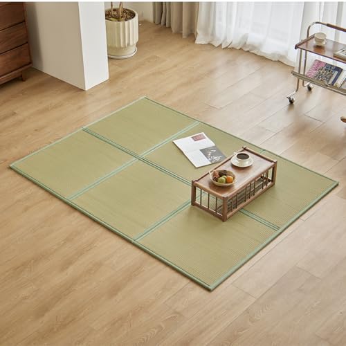 Natural Rush Grass Tatami Floor Mat, Queen Size Folding Futon Pad