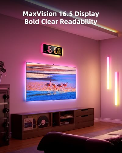 16.5-Inch Smart RGB LED Digital Wall Clock with App Control and Workout Timer