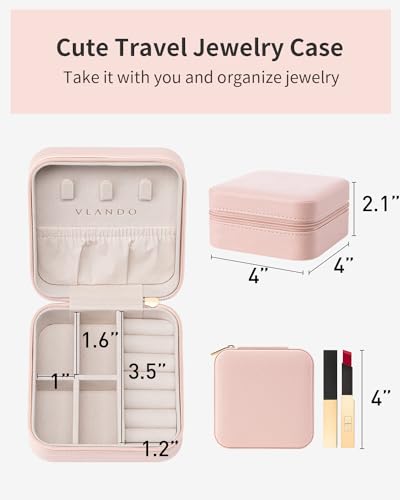 Compact Travel Jewelry Case, Waterproof PU Leather Organizer for Rings