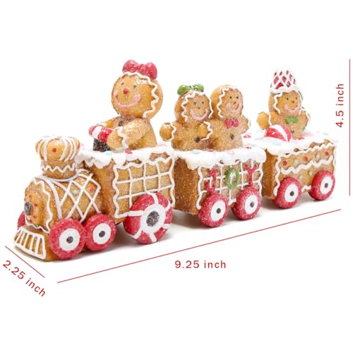 Gingerbread Man Train Figurine - Resin Christmas Tabletop Decor (9.3")