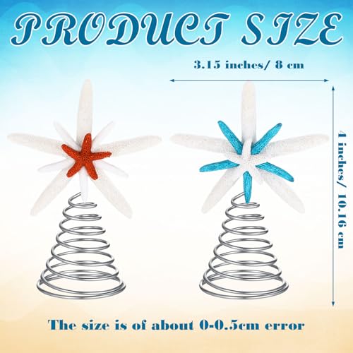 Janinka 2-Pack Mini Starfish Christmas Tree Topper – 3.15 x 4 in Coastal Decor