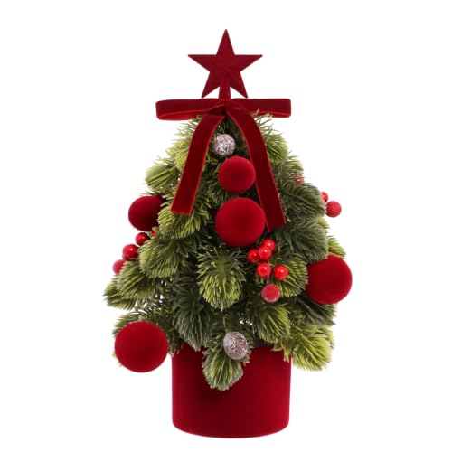 Mini Christmas Tree for Indoor Decor - Tabletop Holiday Decor with Ornaments