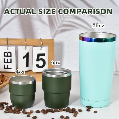 Green 4oz Double-Walled Stainless Steel Espresso Cups Set of 2 - Insulated Coffee Shot Glasses