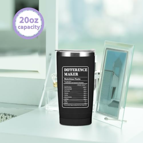 20oz Black Difference Maker Gift Insulated Water Bottle - Thank You Gift