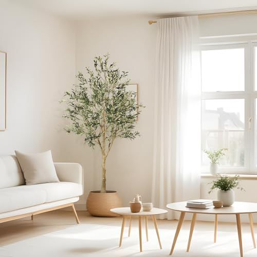 7ft Artificial Olive Tree - Realistic Faux Potted Plant for Indoor Decor