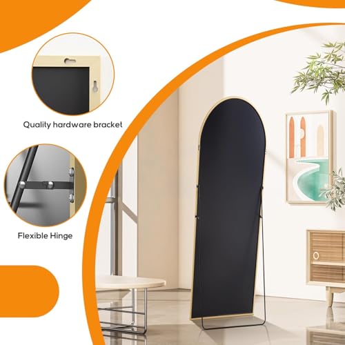 Arched Full Length Floor Mirror 16" x 59" - Gold Aluminum Frame