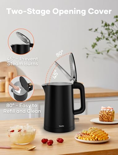 0.8L Small Electric Kettle, Double Wall Stainless Steel Mini Tea Boiler