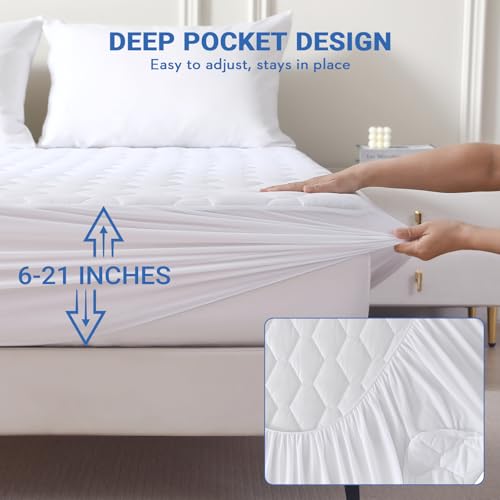 Queen Waterproof Mattress Protector - Soft Quilted Deep Pocket Cover
