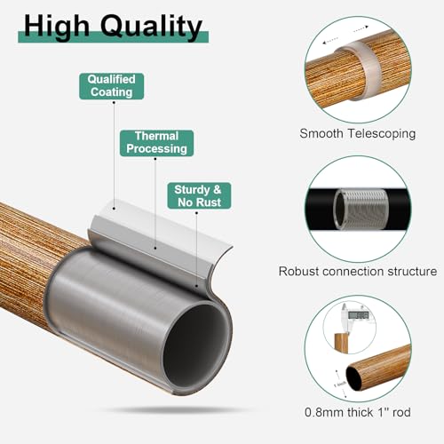 Adjustable Boho Curtain Rod Set, 48-84 Inch Heavy Duty Rustic Window Rods