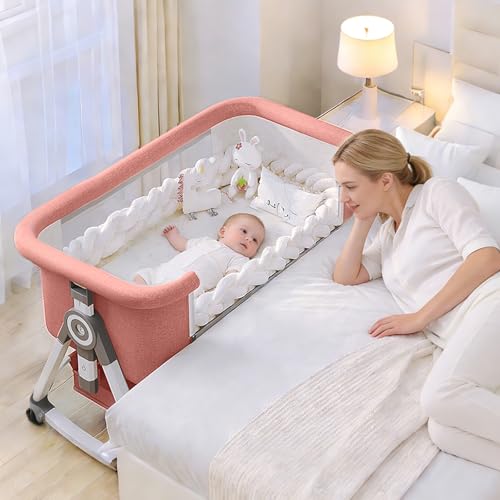 3-in-1 Baby Bassinet Bedside Sleeper with Mattress & Mosquito Net