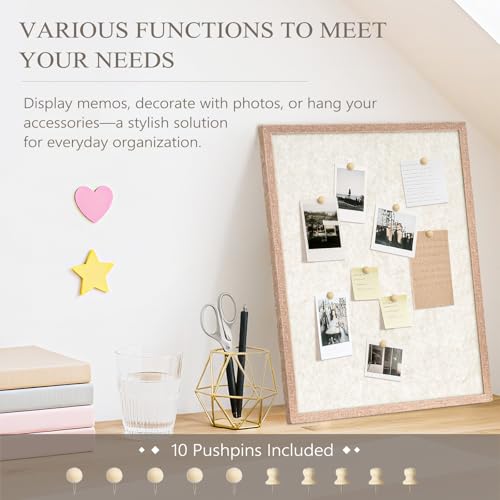 16x12 Inch Beige Felt Bulletin Board - Minimalist Wall Pin Board for Office