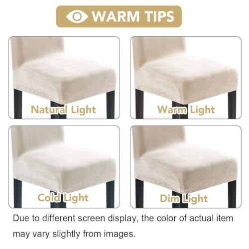 Velvet Dining Chair Covers - Stretch Slipcovers for Parson Chairs, Set of 6, Ivory