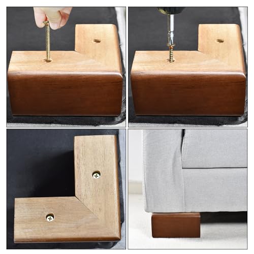 Solid Wood L-Shaped Furniture Legs - 3 Inch Bed Risers (4 Pack)