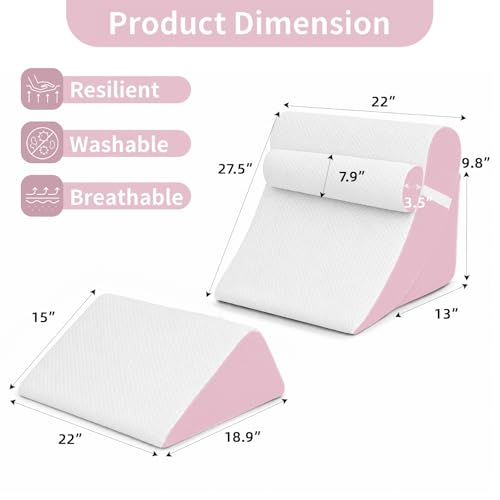 4-Piece Adjustable Orthopedic Wedge Pillow Set for Pain Relief