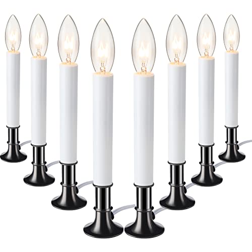 8-Pack Electric Window Candles with Auto On/Off Sensor, 7W Bulbs