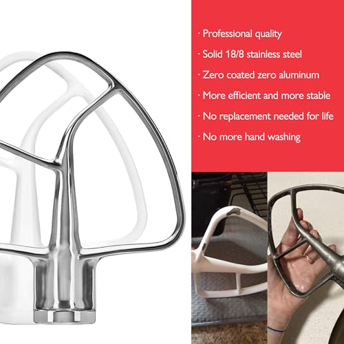 Stainless Steel Flat Beater Attachment for 4.5 and 5 Quart Tilt-Head Mixers