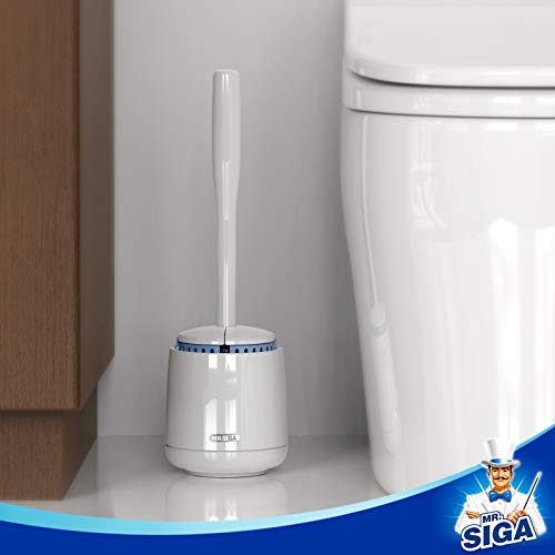 MR.SIGA Toilet Bowl Brush and Holder Set with Long Handle and Ventilated Base