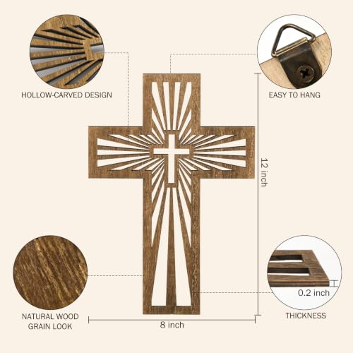 3-Piece Wooden Cross Wall Decor Set, 12-Inch Decorative Christian Wall Art