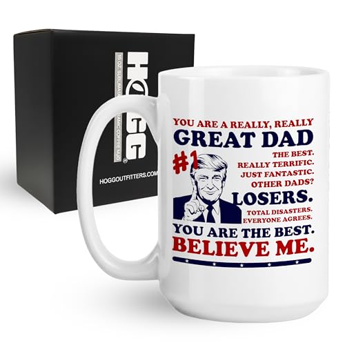 Dad Coffee Mug - Funny Trump Best Dad Ever 15oz Ceramic Gift for Men