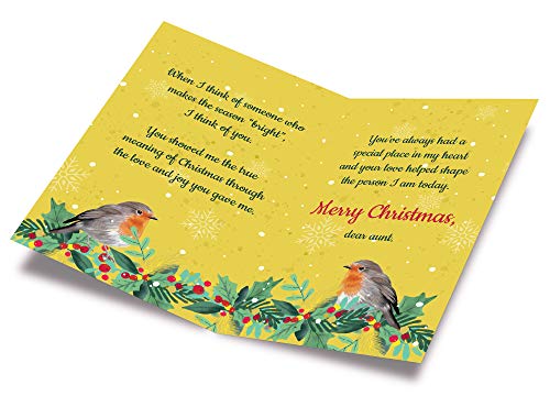 Aunt Christmas Card - Eco-Friendly Thick Card Stock with Premium Envelope, 5x7.75in