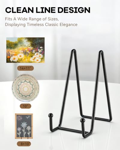 6-Inch Metal Plate Stand Display Easel - 3 Pack Black Iron Book Holder