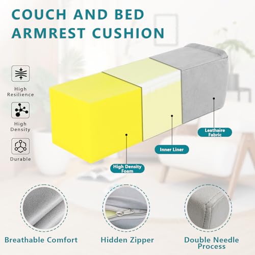 2 Pack Faux Leather Arm Rest Pillows - Waterproof & Washable