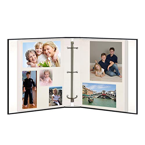 Magnetic Self-Stick Photo Album, 100-Page 3-Ring Binder, Navy Blue