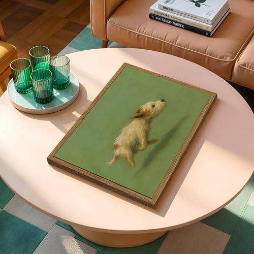 Funny Dog with Zoomies Canvas Wall Art Vintage Terrier Print 12x16 Framed
