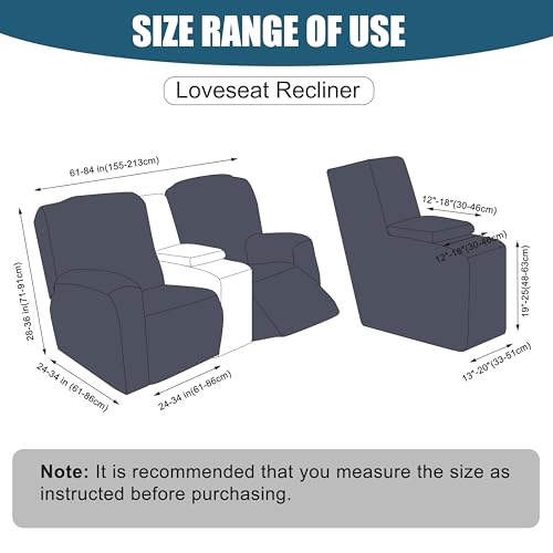 Waterproof Recliner Loveseat Cover with Console - Dark Gray