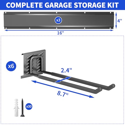 48-Inch Heavy Duty Garage Tool Organizer Wall Mount Steel Rack