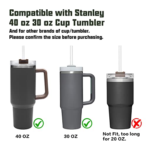 Reusable Clear Plastic Straws for 30 oz & 40 oz Tumblers - 6 Pack with Brush