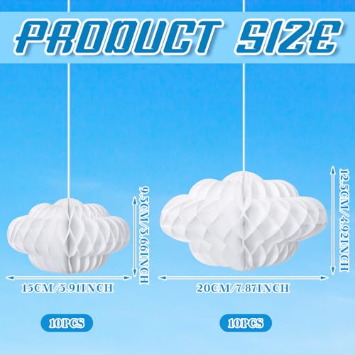 20 Pcs Hanging Honeycomb Cloud Decorations for Ceiling Party Decor
