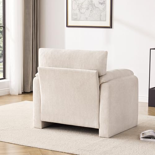 Oversized Modern Accent Chair, Upholstered Reading Armchair in Beige